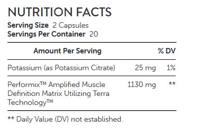 NUTRITION FACTS Performix AMD - Amplified Muscle Definition